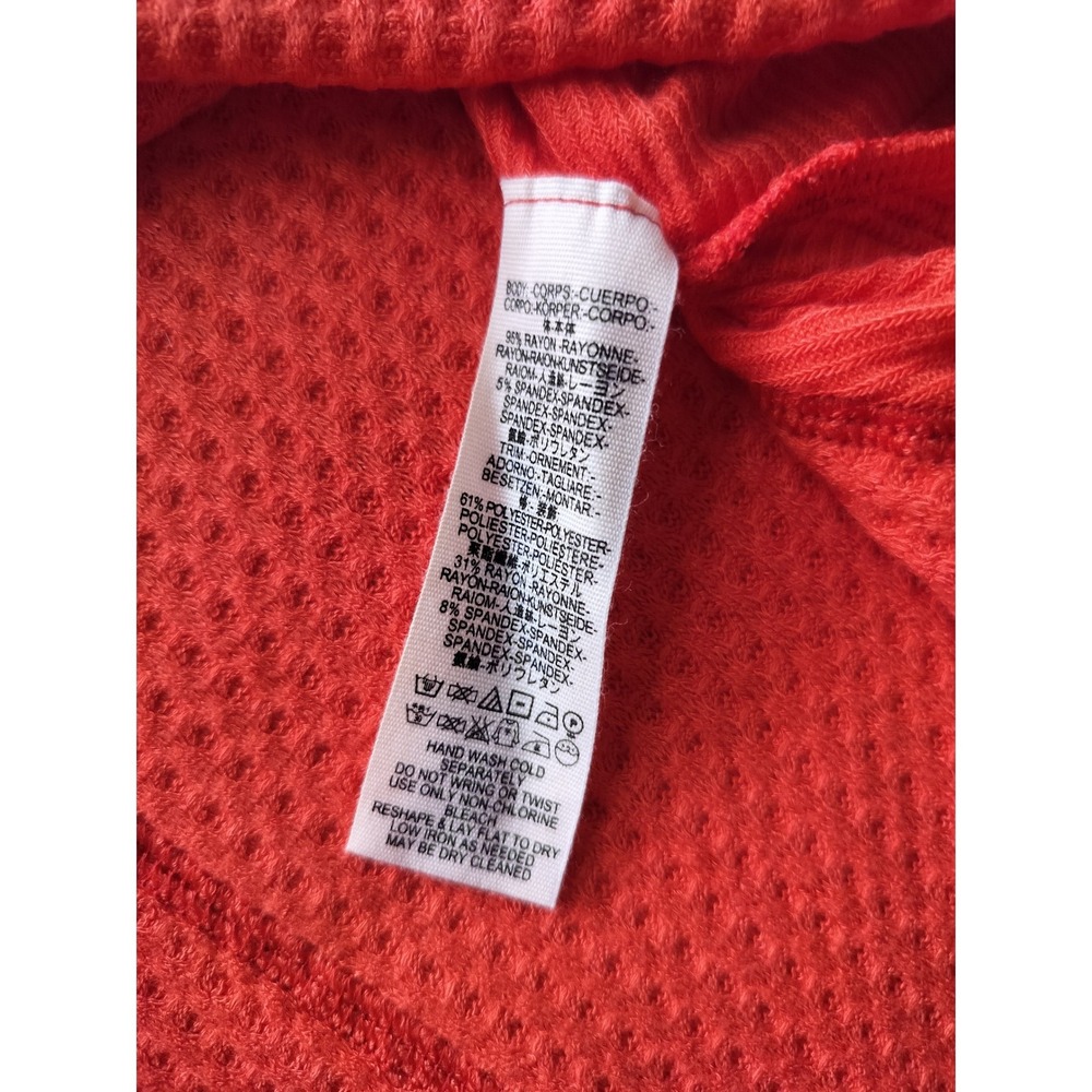 New Free People Women's Orange Catalina Waffle Knit Thermal Top Size XS - Picture 11 of 11